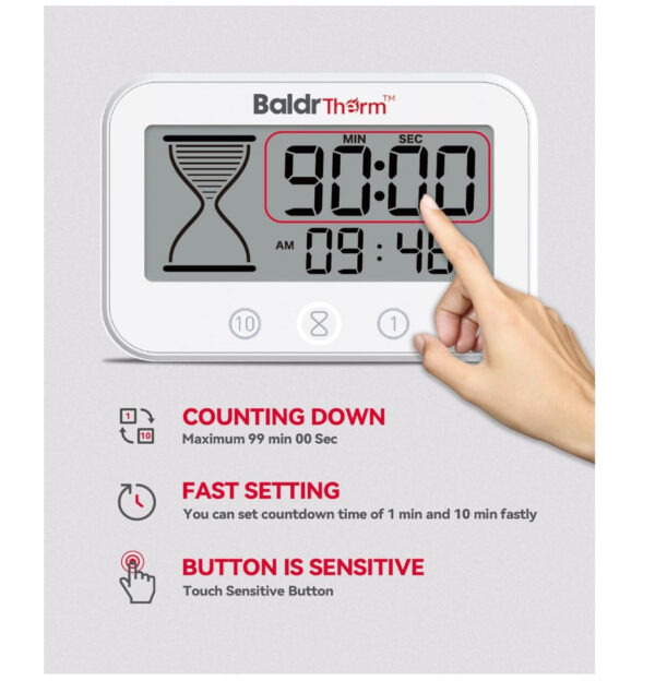 BaldrTherm Waterproof Shower Clock - Timer, Hygrometer & Thermometer(White)