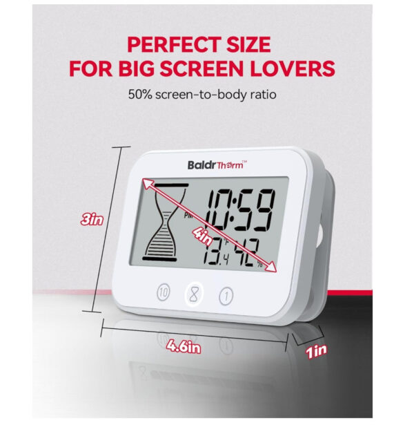 BaldrTherm Waterproof Shower Clock - Timer, Hygrometer & Thermometer(White)