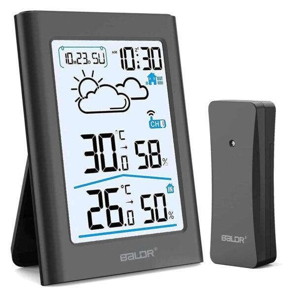 BALDR Indoor Outdoor Thermometer Wireless, Black