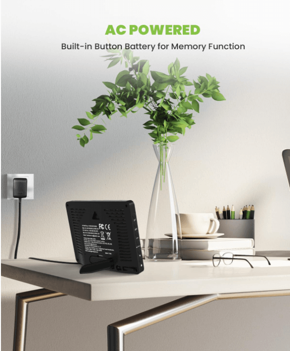 BALDR Wireless Weather Station w/ 3 Sensors – Large Color Display, Atomic Clock, Barometer,Black