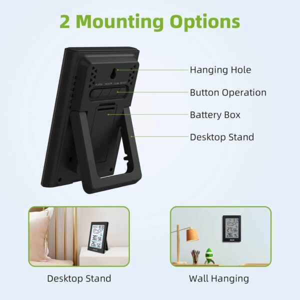 BALDR Indoor Outdoor Thermometer Wireless, Black