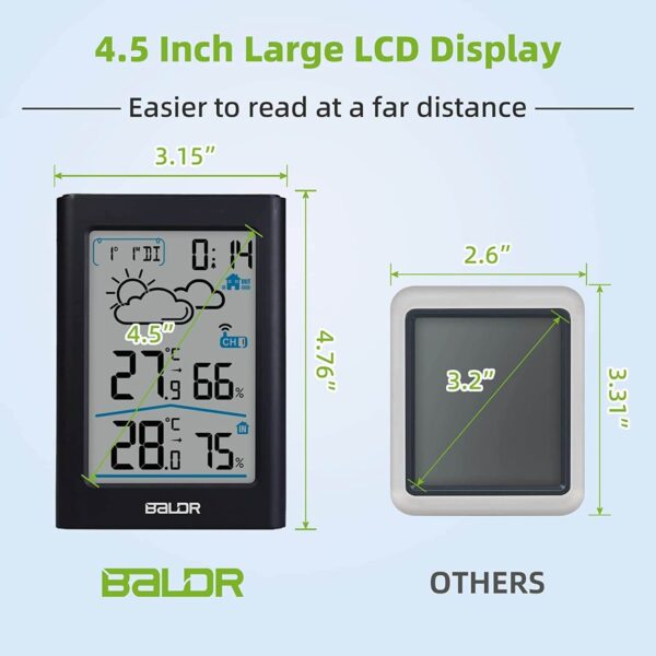 BALDR Indoor Outdoor Thermometer Wireless, Black