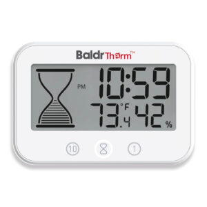 BaldrTherm Waterproof Shower Clock - Timer, Hygrometer & Thermometer(White)