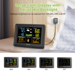 BALDR Wireless Weather Station - Color Digital Thermometer with Atomic Clock, Barometer & Moon Phase,Black