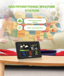 BALDR Wireless Weather Station w/ 3 Sensors – Large Color Display, Atomic Clock, Barometer,Black