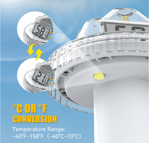 BaldrTherm Wireless Pool Thermometer with 360° LCD Display, Remote Monitoring via App